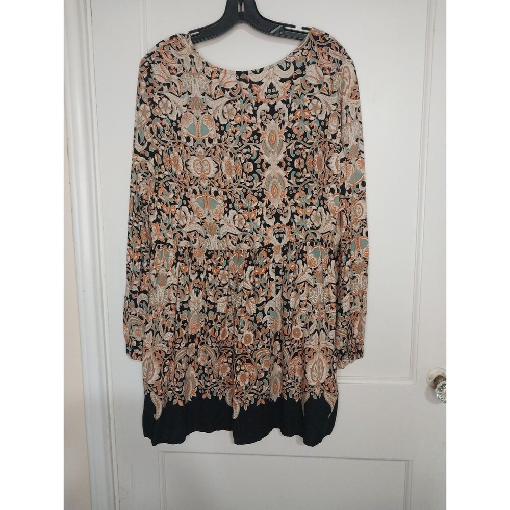 Mithrims Paisley Boho Peasant  Size M 100% Rayon Mini Dress Bohemian - Picture 3 of 11